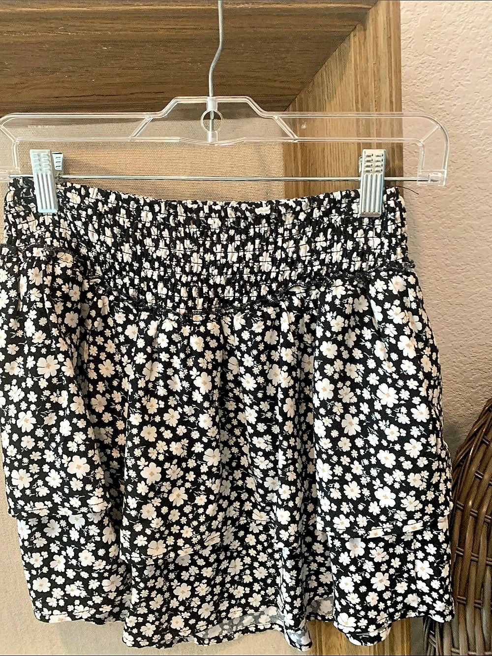 Floral Mini Skort in Black & White Like New